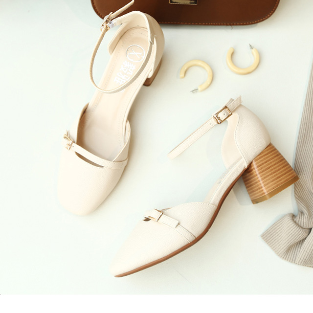 韩版包头中跟仙女鞋