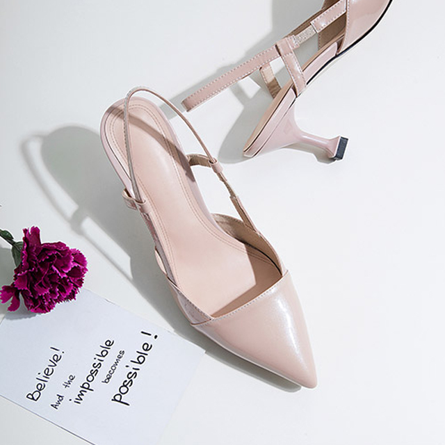 包头百搭中跟猫跟凉鞋