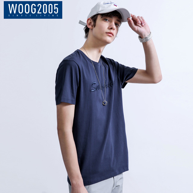 WOOG2005字母刺绣圆领男士短袖