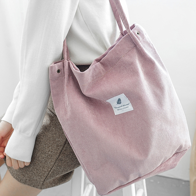 小清新复古灯芯绒单肩包