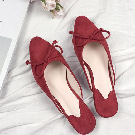 包头蝴蝶结红色凉拖鞋