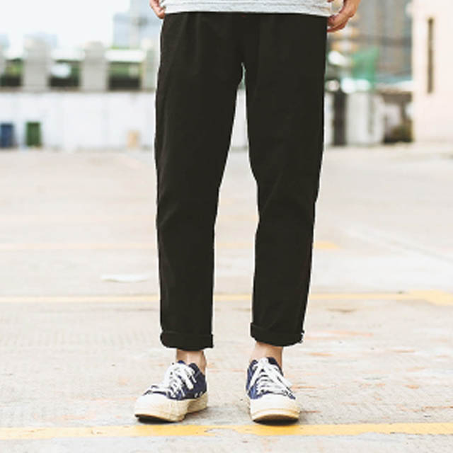 日系复古棉麻九分裤宽松