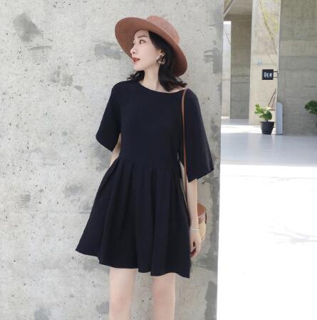 小黑裙冷淡风极简气质连衣裙