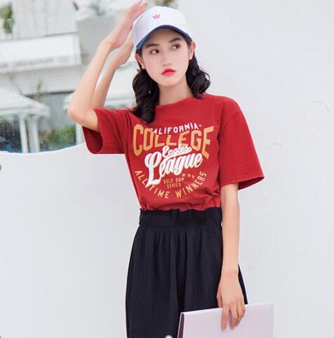 黑色短袖T恤女网红怪味少女宽松纯棉同款上衣