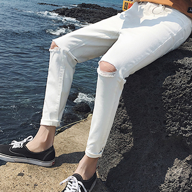 韩版潮流百搭破洞牛仔裤