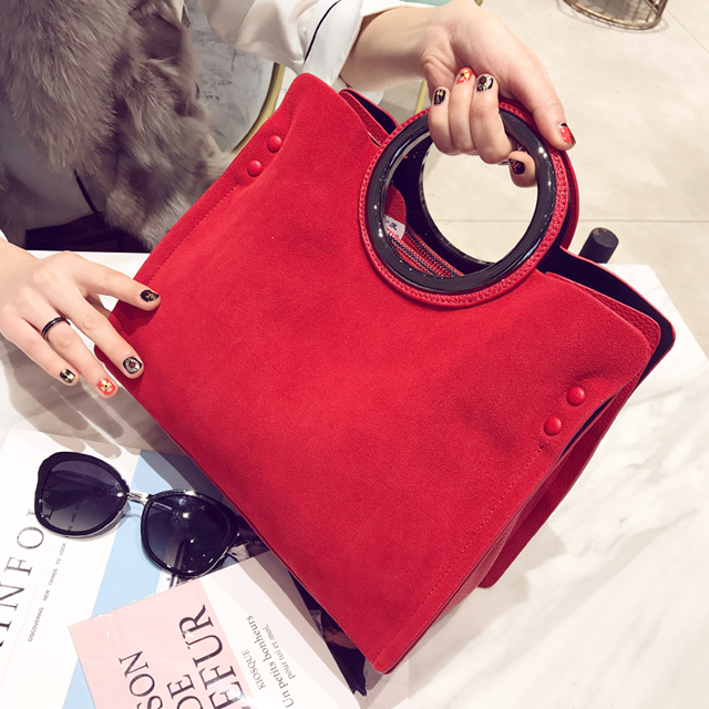 磨砂皮真皮手拎包