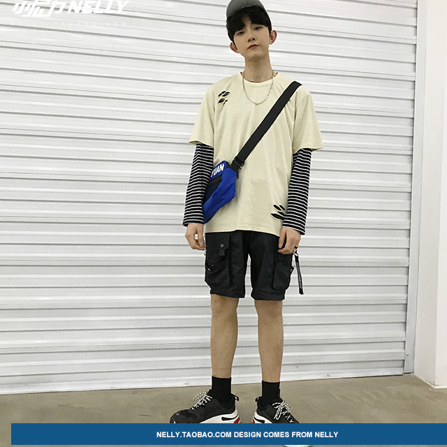 立体多口袋工装短裤