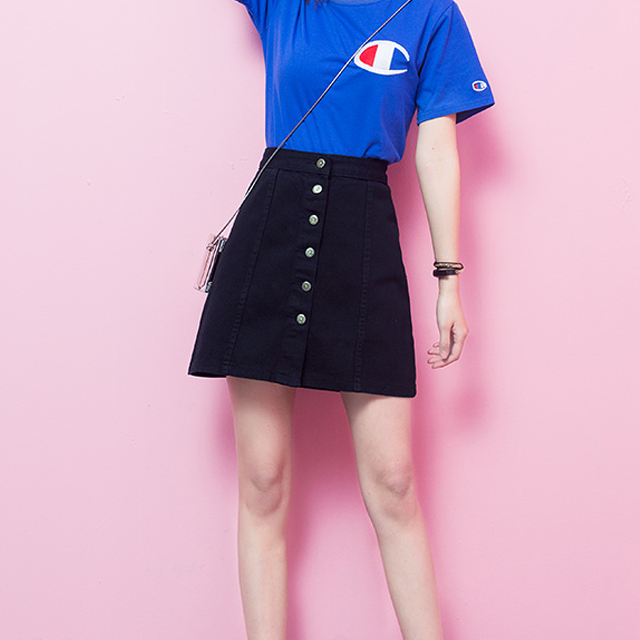港风复古牛仔短裙