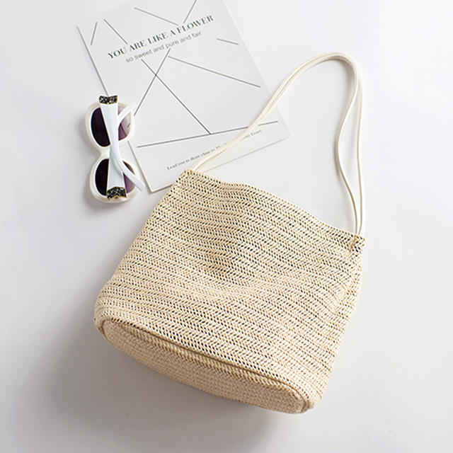 日系草编森女清新单肩包