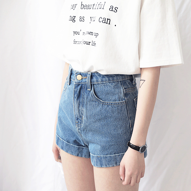 CHICVEN自制高腰牛仔短裤