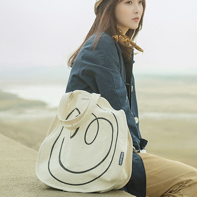 日系笑脸印花帆布包
