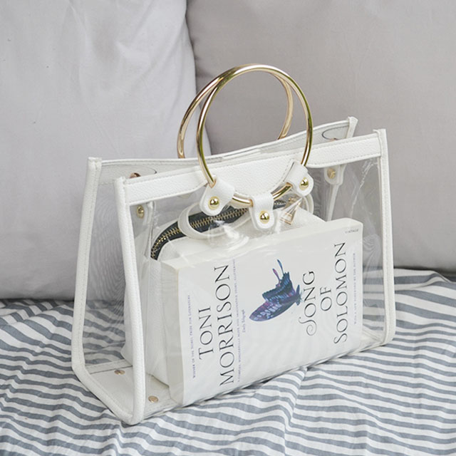 透明果冻圆环手提包