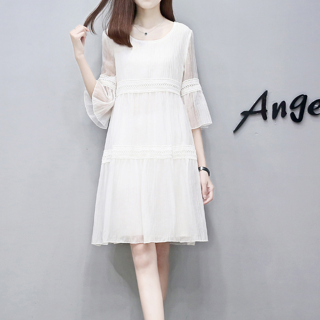 韩版中长款雪纺连衣裙