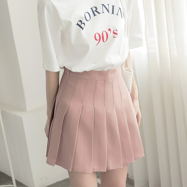 chic高腰修身百褶裙