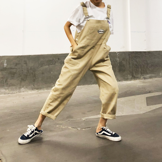日系宽松工装背带裤休闲裤