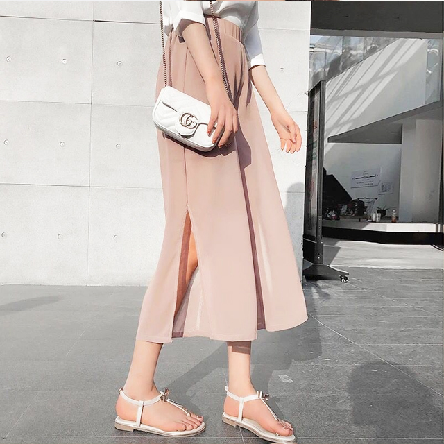 韩版宽松开叉阔腿裤