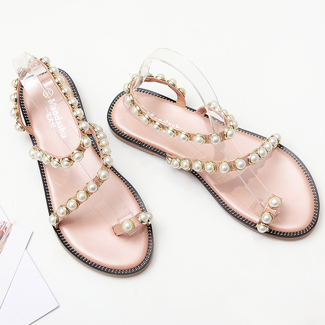 韩版珍珠旅游凉鞋