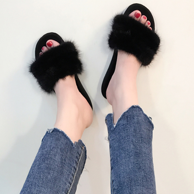 新款韩版仙女外穿毛毛拖鞋