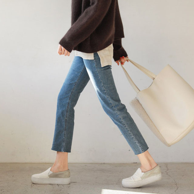 chic软妹直筒牛仔裤