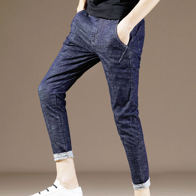 夏季男士薄款修身牛仔裤