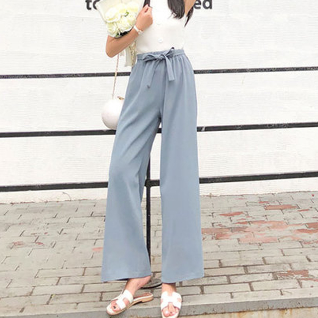 chic雪纺冰丝垂感阔腿裤