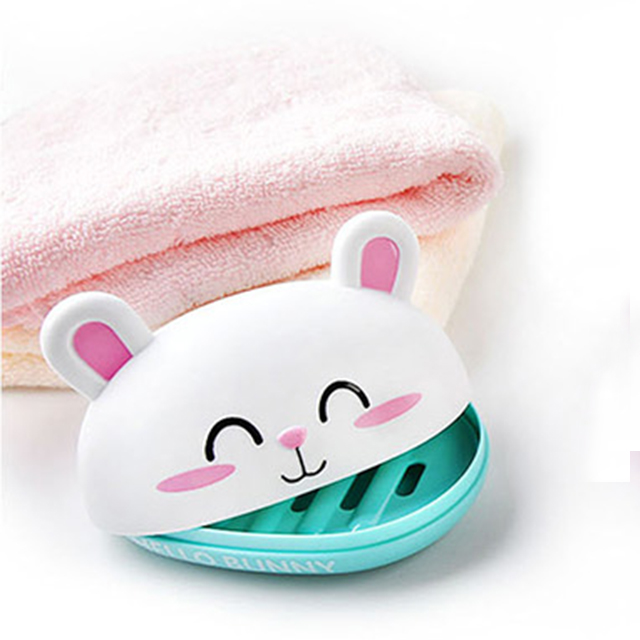 超萌卡通肥皂盒带盖