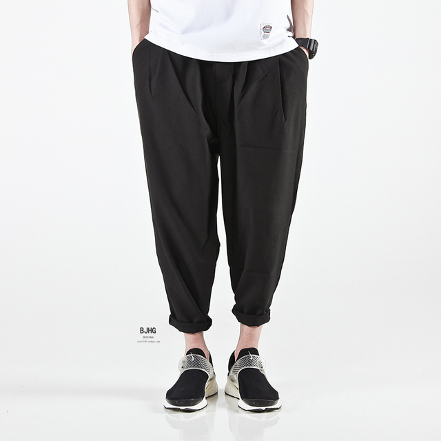 欧美街头纯色哈伦裤