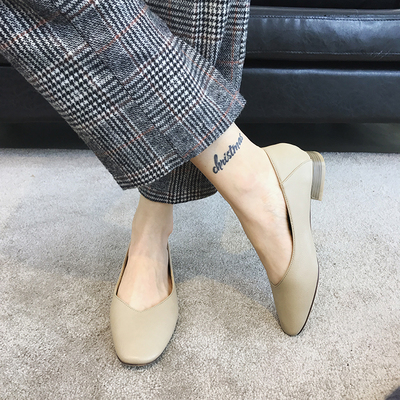 韩版百搭平底复古奶奶鞋