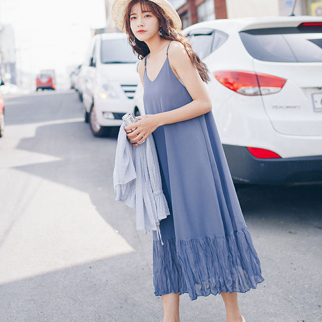 安小落自制吊带连衣裙