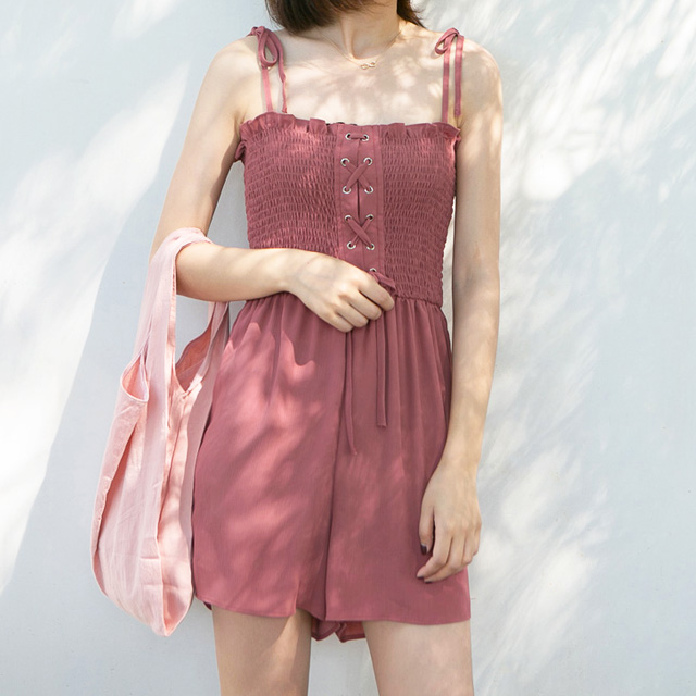 卡农自制高腰连体短裤