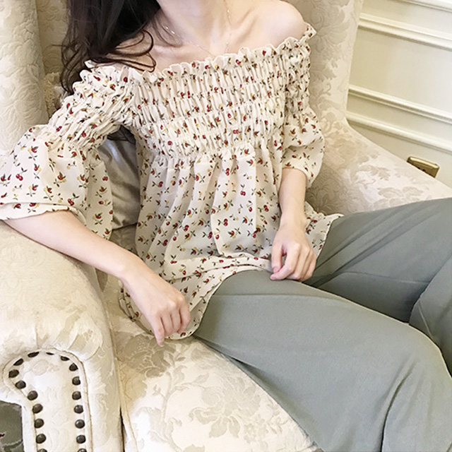 胖子王老板甜美雪纺衫