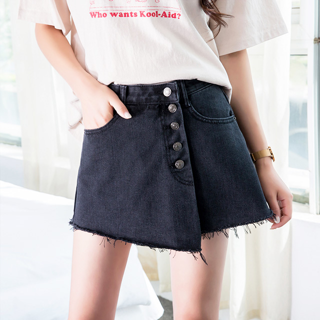 韩版高腰显瘦牛仔短裤