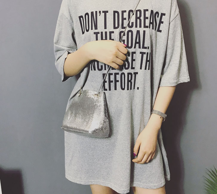 百搭亮片少女斜挎水桶包