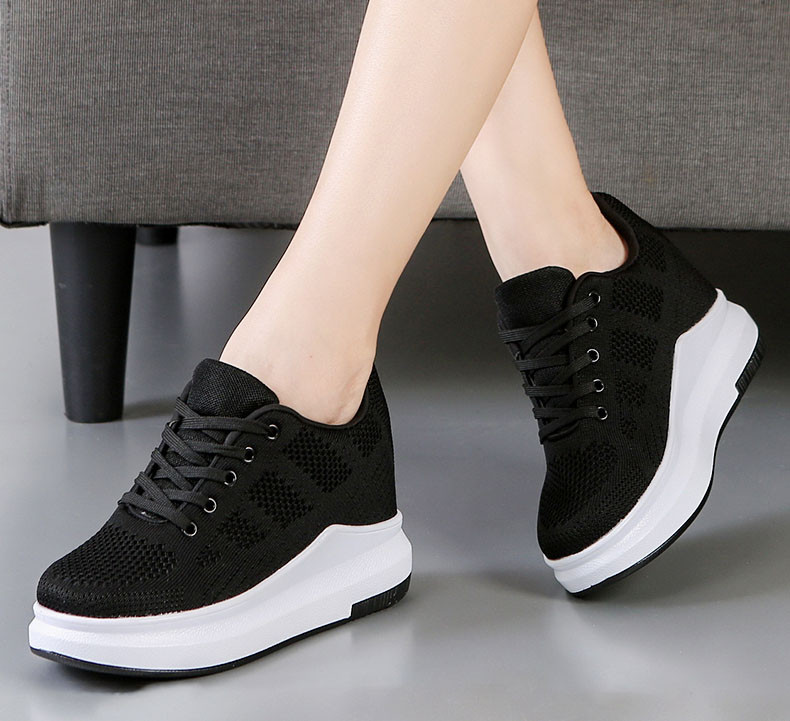 网面内增高透气小白鞋