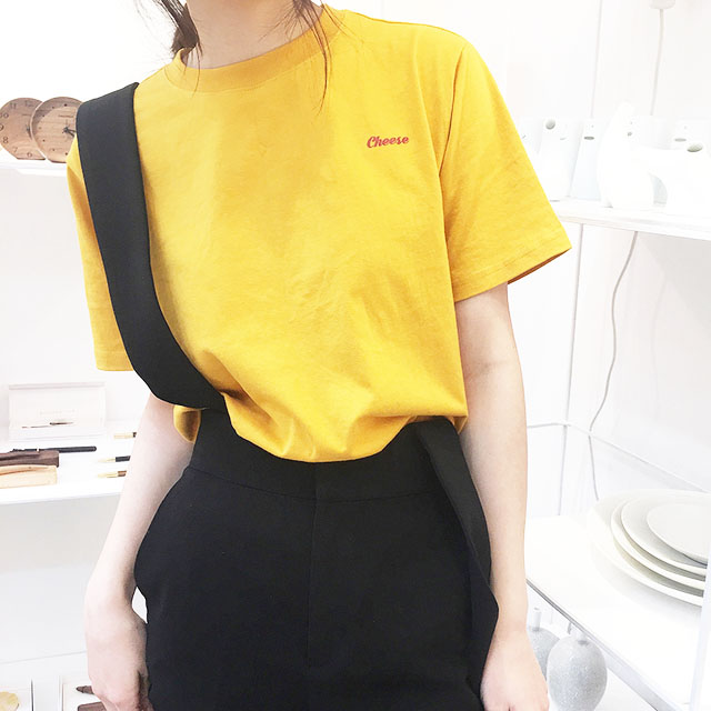 网红同款ins姜黄色t恤