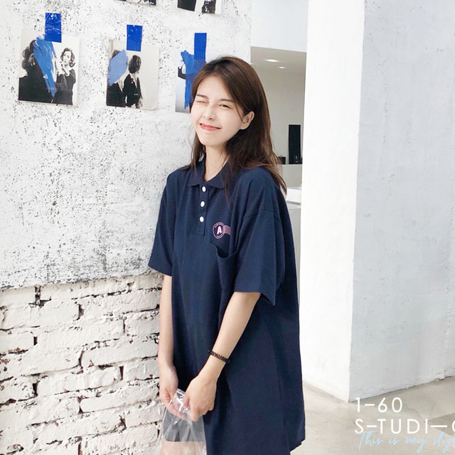 学院风中长款polo裙