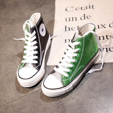 高帮平底百搭帆布鞋子