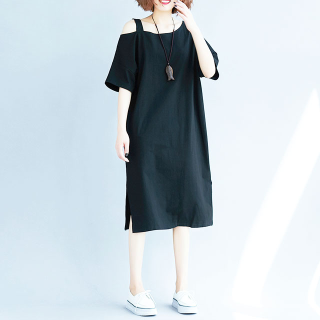 一字露肩显瘦连衣裙