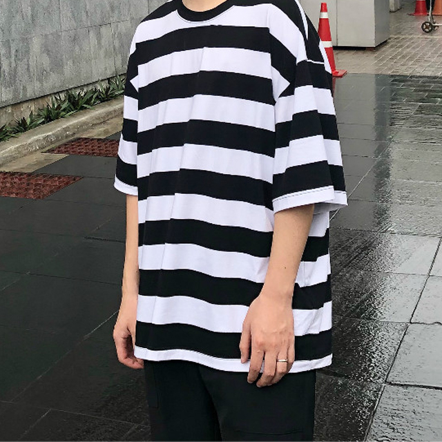 方寸先生夏季条纹短袖t恤