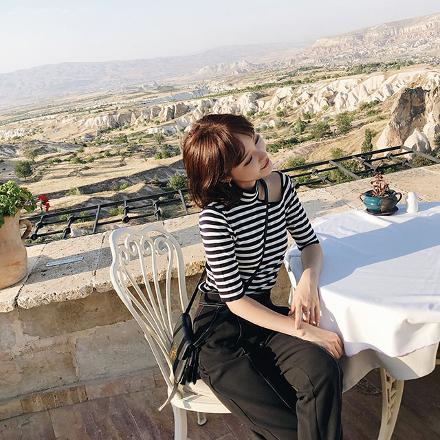 冰丝条纹短袖针织衫