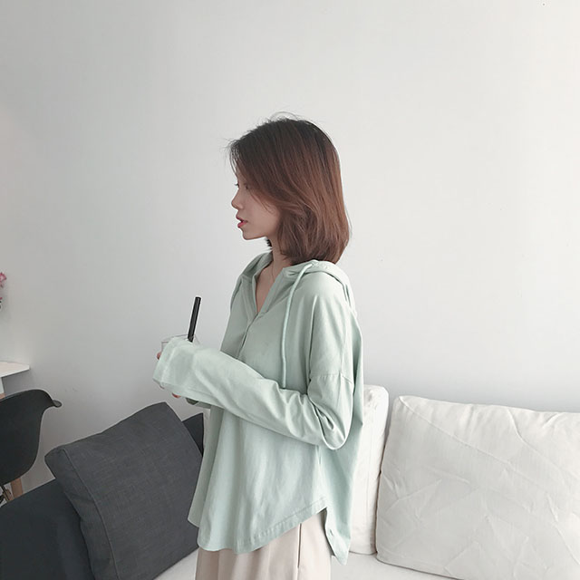 纯色连帽套头卫衣