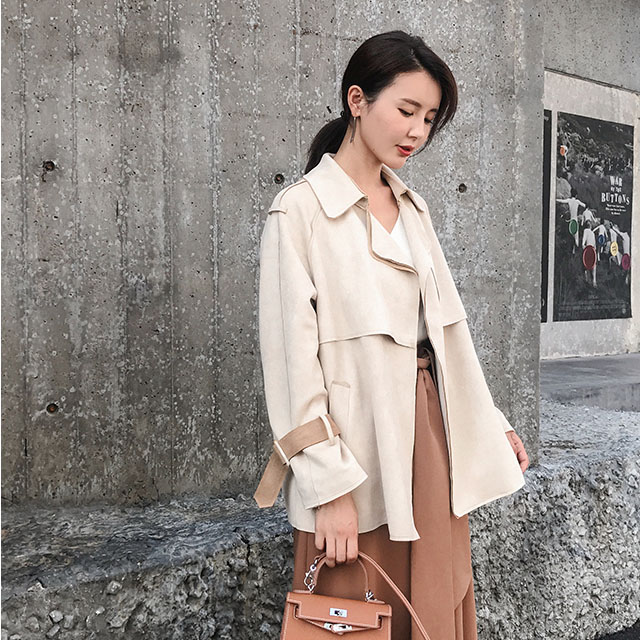 秋新款宽松麂皮绒短外套