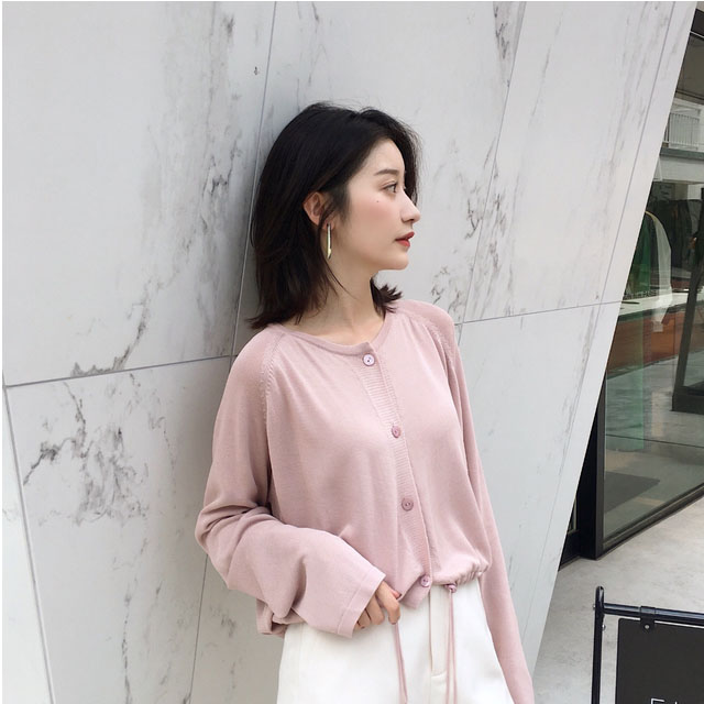 简约短款纯色针织开衫