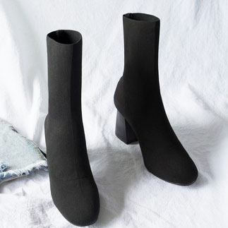 韩版粗跟弹力马丁靴