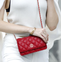 韩版真皮迷你链条包