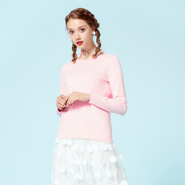 圆领简约纯色百搭针织衫