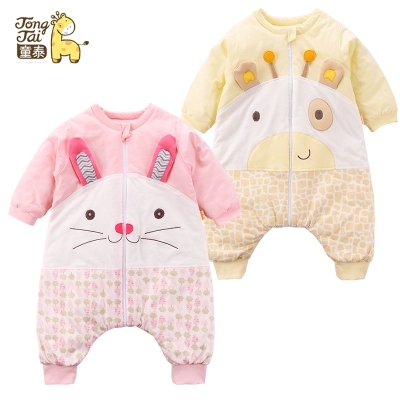 秋冬防踢被加厚分腿婴儿睡衣