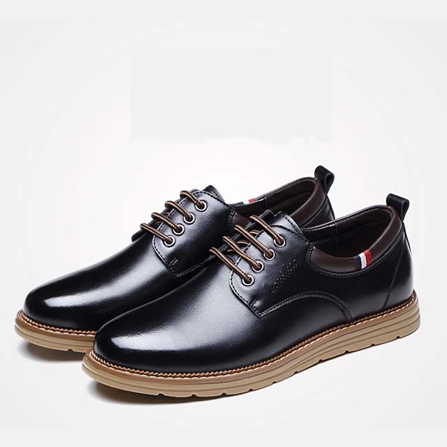 男士真皮英伦圆头低帮鞋