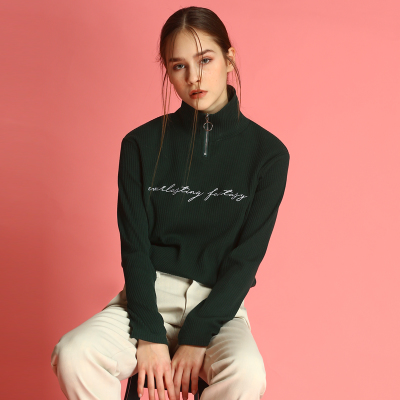 刺绣薄款拉链卫衣