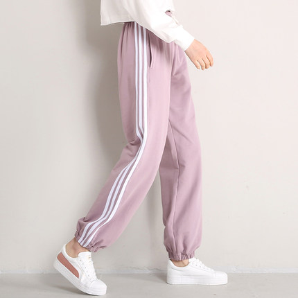 百搭三条杠高腰卫裤